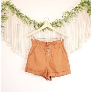Hyfve Boutique Orange Button Fly High Rise Cuffed Shorts Size Small